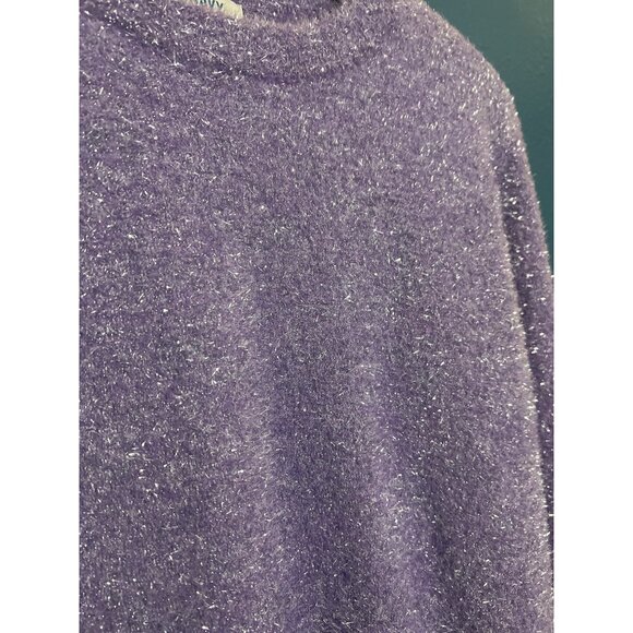 Metallic Fuzzy Purple Sweater L - Picture 4 of 5